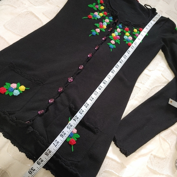 Vintage Betsey Johnson floral embroidered cardigan S - Picture 14 of 14